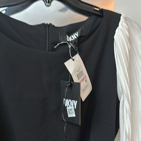 NWT DKNY Womens Black-Ivory Mixed Media Mini Casual Mini Dress - Picture 4 of 6
